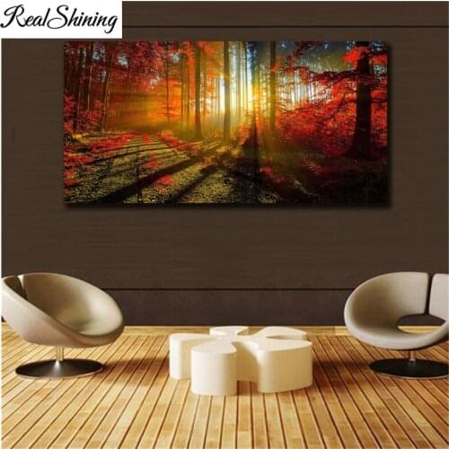 5D Diy Diamond Painting Square/Round large Daimond Painting red autumn scenery Mosaic Rhinestone Embroidery wall decor FS4905