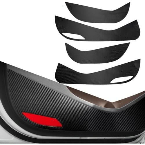 Car Styling 4Pcs Carbon Fibre Door Protective Sticker Anti Kick Film Decal Fit For Hyundai Tucson (TL) 2015-2017 2018 2019 2020