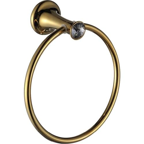 Free shipping gold finish Small Crystal towel ring New
