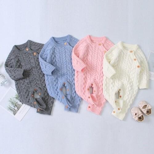 Baby Boys Warm Clothes Knitted Loose Rompers Fall Warm Girls Outfit Baby Clothes Solid Color Long Sleeve Knitting Loose Sweaters