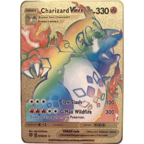 Gigantamax Latest Pokemon Vmax Gx V Shiny Gold Metal Card Game Tag Team Battle A La Carte Series Childrens Toys Christmas Gifts
