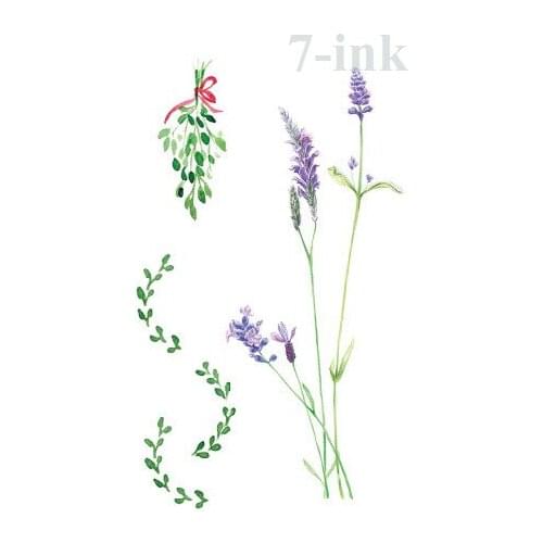 Water Transfer fake tattoo watercolor lavender grass tatto Waterproof Temporary flash Tatoo for woman gril 10.5*6cm