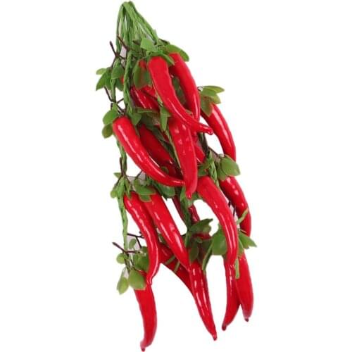 5 Pcs Artificial Fake Vegetable, Lifelike Red Chili Fake Peppers Strings Hanging for Home Christmas Wall Decor