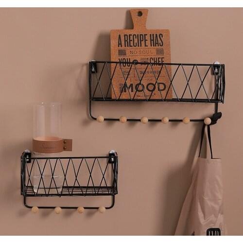 Room Decor Wall Shelf Storage Oragnizer Key Hooks Wall Art Home Decoration Accessories Wrought Iron Grid Storage Rack