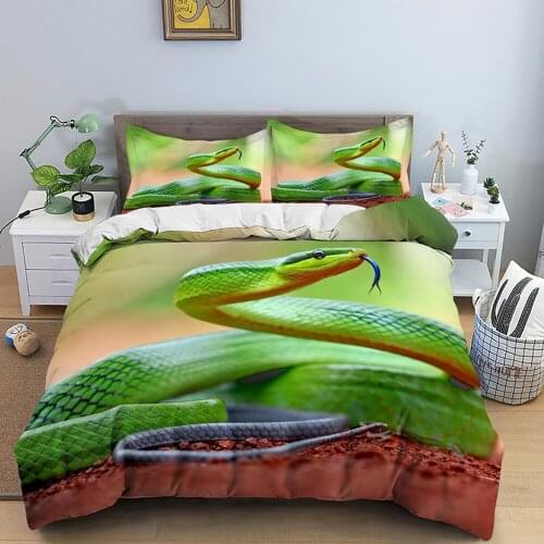 Animal Green Snake Bedding Set Comforter 3D Print Luxury Duvet Cover Sets Home Textile Decoration Twin Queen King Single Size