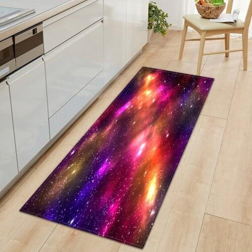 Kitchen Carpet Entrance Doormat Waterproof 3D Cosmic Starry Sky Pattern Home Bedroom Rugs Mat Hallway Anti-Slip Bathroom Floor
