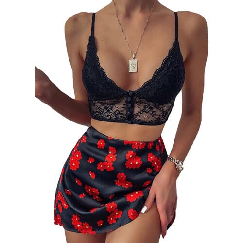 Lace Tank Sexy Women Solid Color Padded Bandeau Bra with Adjustable Spaghetti Straps
