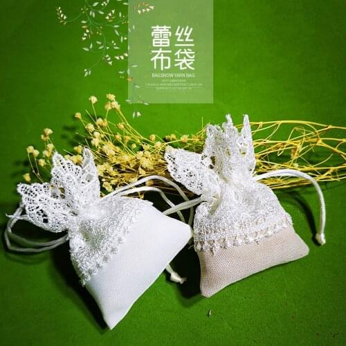 Lace gift bag kit bag with embroidered small cloth bag custom jewelry bag Christmas New Year candy packaging 10pcs