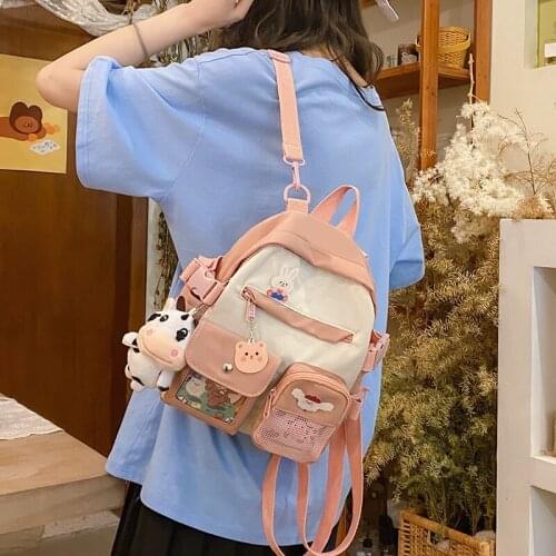 Summer Small Backpack Bag Women Cute Childrens School Bags for Teenagers Female Ins Outing Dual-purpose Travel Backpacks Ladies