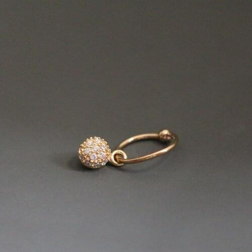 1 PCS Cute Small Micro Pave CZ Round Charm Ear Bone Cuff Earring Gold Color Steel Piercing Circle Earring Ear Hoop Jewelry