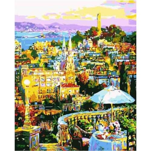 Full Drill Diamond Painting Kits City Landscape Mosaic Embroidery Picture Crystal Rhinestones Stickers Decal Wall Art Craft Gift