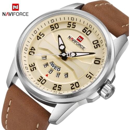 NAVIFORCE Top Brand Luxury Military Quartz Watch Men Casual Waterproof Leather Sport Wristwatch Mens Watches Relogio Masculino