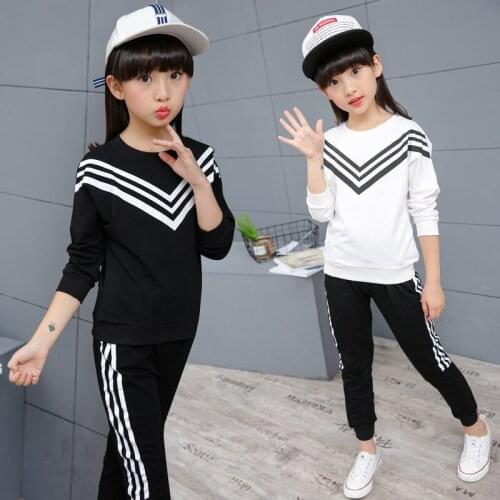 2017 New Fall Spring Clothing Children Girl Stripes Casual Clothes Set,kids Girls Fashion Pants Suits