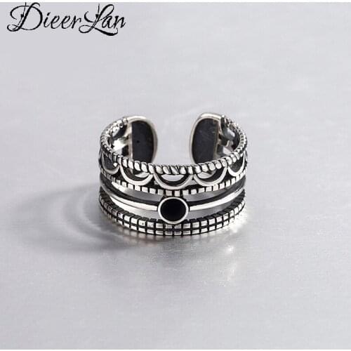 New Trendy Personality Punk Black Rings For Women Lady Resizable Size Rings Party Jewelry Charm Gifts 2021