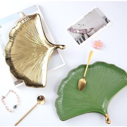 New Nordic Home Decor Ceramic Board Storage Coffee Table Western Food Ginkgo Leaf Dinner Plates Specialty