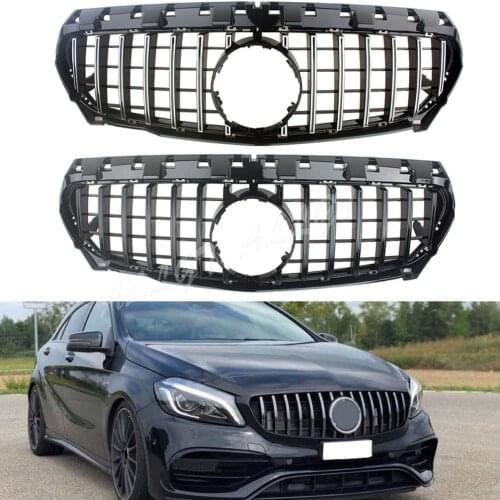 Front Racing Billet Bumper Grille Cover For Mercedes Benz W117 CLA Class 2014 2015 2016 GTR Black Silver