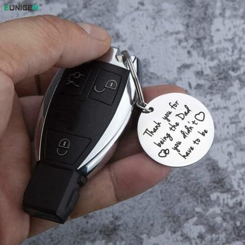 Fathers Day Gifts for Step Dad Keychain Step Daddy Papa Wedding Gifts Father Bride Groom from Daughter Son Kids Key Ring