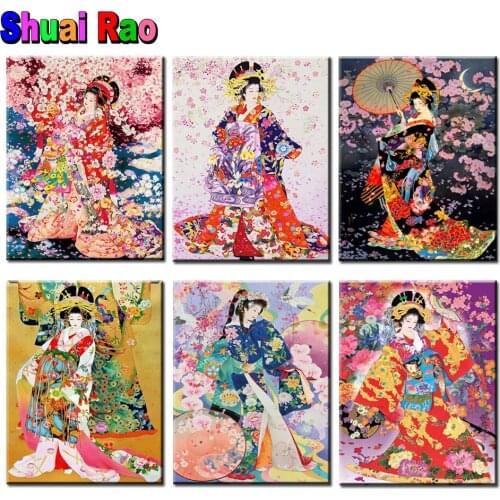 Full,Square,Round Diamond painting Geisha Japan 3d picture of rhinestone ,mosaic full embroidery,Womem Sakura,Top Gift