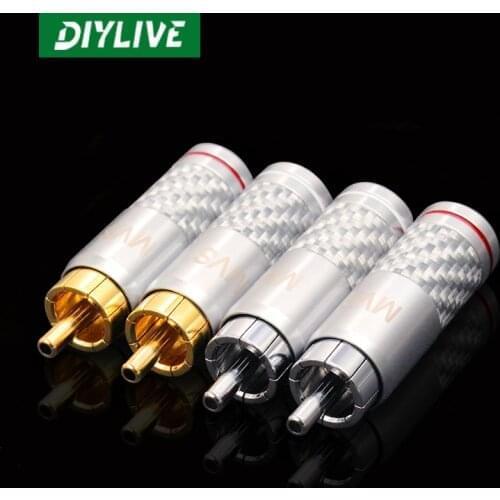 DIYLIVE 8-piece MVS pure copper gold plated/plated carbon fiber RCA Lotus Plug Hollow Lotus RCA audio signal terminals