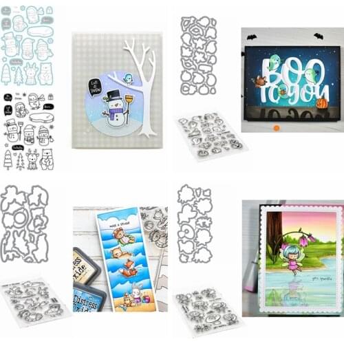 Halloween Ghosts Holiday Bear Snowman Fairy Clear Stamp Match Cutting Dies DIY Scrapbook Card Make Crafts Stamp Dies 2020