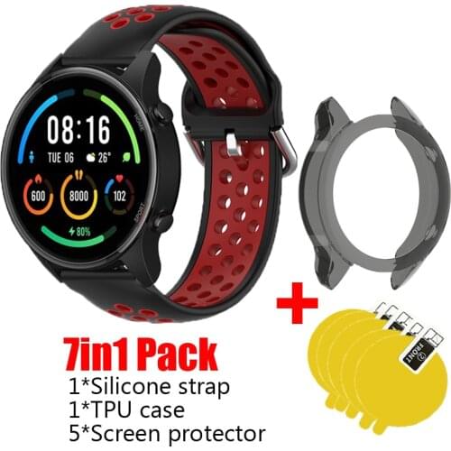 7in1 Strap for Xiaomi Mi Smart Watch Color sports Bracelet Band silicone Wristband XMWTCL02 TPU case cover screen protector flim