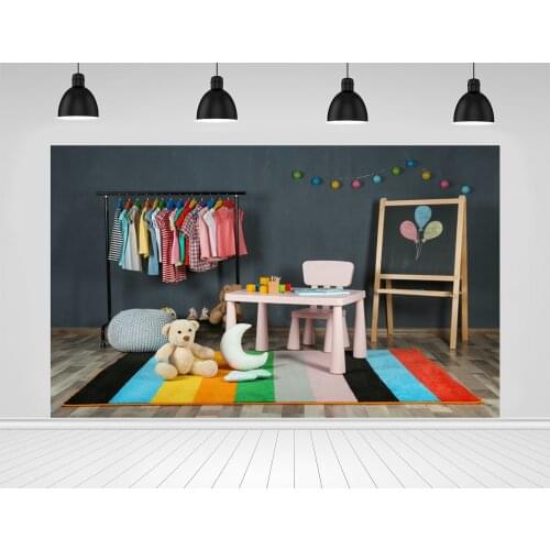 Scopiso Cute Decor Baby Playroom Toys Blanket Teddy Bear Party Interior Background Photography Backdrops For Photo Studio Props