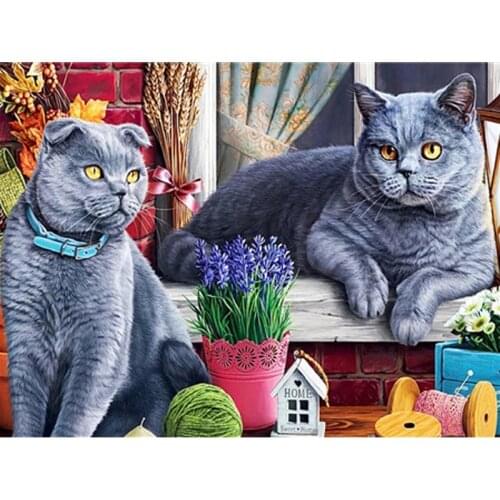 SenyuArt Diamond Painting Animal Cat Picture Rhinestones Embroidery Full Square Round Drill Cross Stitch Mosaic Art Pasted Decor