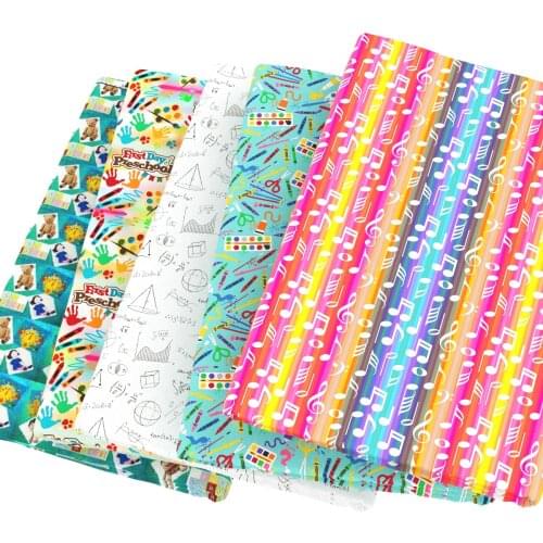 Back To School MusicNotes Polyester Cotton Fabric Sewing Quilt Needlework Material DIY Tissue Kids Home Textile Cloth,1Yc13661