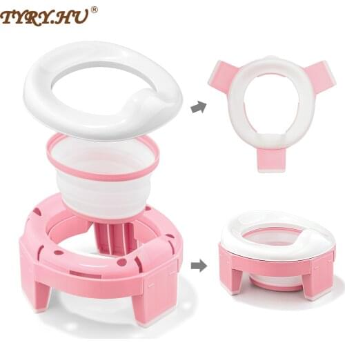 TYRY.HU Baby Pot Portable Silicone Baby Potty Training Seat 3 in 1 Travel Toilet Seat Foldable Blue Pink Children Potty With Bag