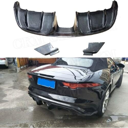 Carbon Fiber Rear Lip Spoiler Diffuser Middle Exhaust Pipe Outlet for Jaguar F Type 2 Door 2015 - 2019 3 PCS/SET