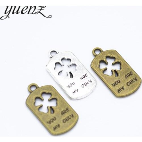 YuenZ 10pcs Letter Clover Charms Pendants Jewelry Making 25*13mm Q412