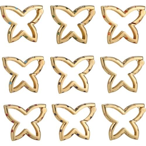 1Pc Star/Butterfly/Hexagon Inlaid Zirconia Clasps Jewelry Components Crystal Lock Hook Clasp Accessories For Jewellery