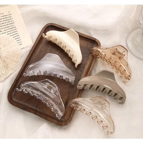 9.5cm Autumn Milk Tea Color Plate Hair Clip Transparent Acrylic Shark Claw Bath Clip Headdress Decorative Hair Accessories