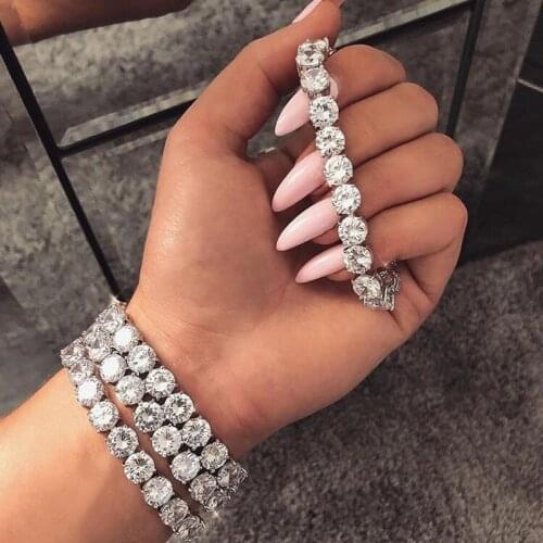 Handmade Tennis bracelet White Gold Filled 8mm AAAAA Zircon cz Silver Colors Party Wedding bracelets for women Fashion Jewerly