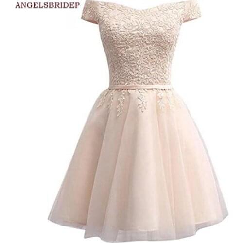 ANGELSBRIDEP V-Neck Homecoming Dresses Vestidos de festa Fashion Applique Tulle Sash Graduation Formal Party Gowns Online Hot
