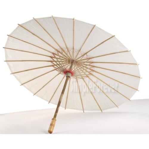 Wedding Bride Parasols White Paper Wooden Handle Chinese Craft Umbrella 40cm 60cm Wedding Supply