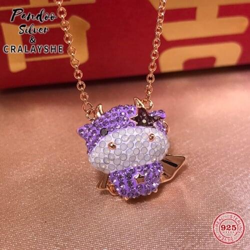 2021 S925 Sterling Silver Year of the Ox Jewelry Set Original 1:1 Copy, SWAN Cuty Cow Necklace For Women Elegant Gift With Logo