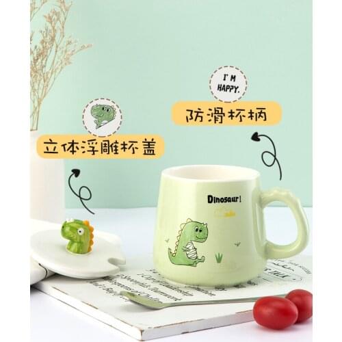 3D Creative Coffee Mugs Ceramic Cartoon Funny Dinosaur Hand Painted Reusable Cup Tazas De Cafe Gift Ideas With Spoon EC50BZ