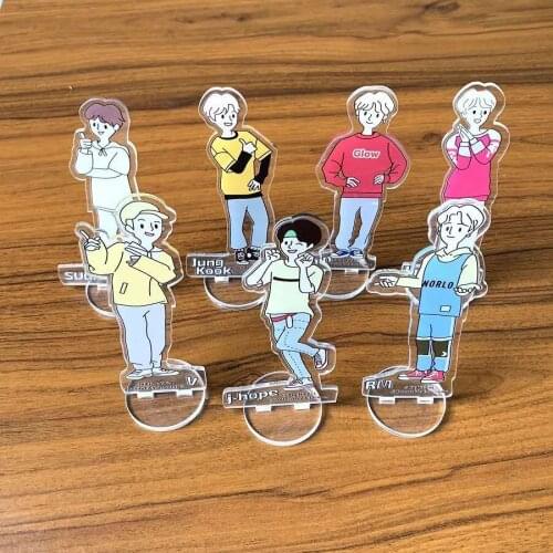 7 pcs/lot KPOP Star Cartoon V RM JIN JIMIN SUGA JUNGKOOK JHOPE Acrylic Figures action model Doll toy gift