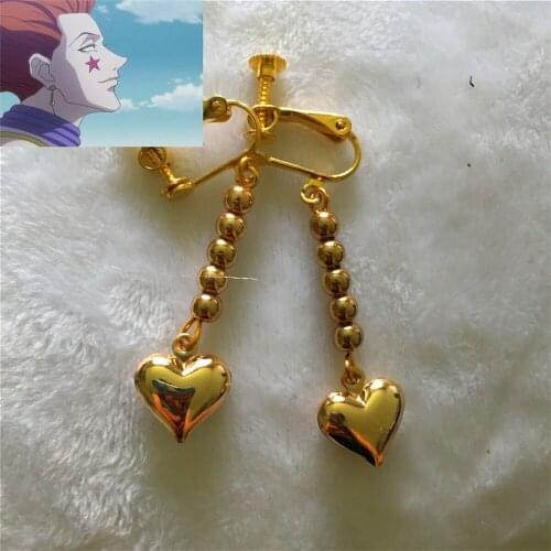 Anime 1 pair Earring HUNTER x HUNTER Hisoka Cosplay Golden Heart Cosplay Costume Prop Gifts