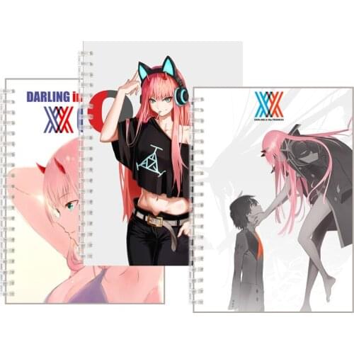 Anime DARLING in the FRANXX Spiral Notebook Hiro Zero Two Poster Note Book Gigure 02 Devil Horn COSPLAY Stationery Girls Gift