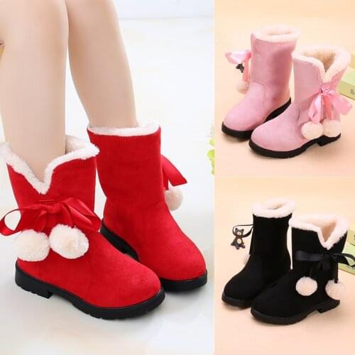 Big Childrens Snow Boots Fashion Girls Long Boots Autumn Winter Hot Warm Plus Velvet Princess Cotton Shoes Student Sneakers