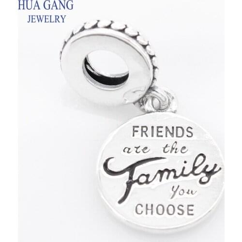 Fit Pandora Bracelet Necklace 925 Sterling Silver Friends Are Family Dangle Charms Beads for Jewelry Accessories