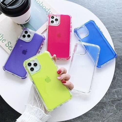 Candy Color Phone Case For iPhone 13 12 11 Pro Max XR X XS Max 7 8 Plus 12 11 Pro Transparent Shockproof Bumper Soft Back Cover