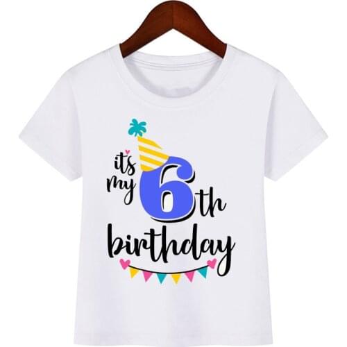 Boy Cartoon T Shirt New Kids Clothes Boys Birthday T Shirts Size Number 1 2 3 4 5 6 7 8 9 Year Children Party Clothing Tees Tops