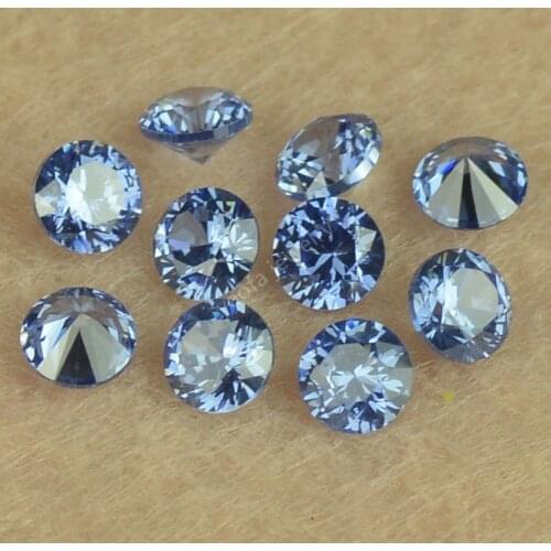 1~4mm Medium Light Blue Tanzanit-e Color Loose CZ Stone Round Shape Brilliant Cut Zirconia Synthetic Zircon Gems For Jewelry