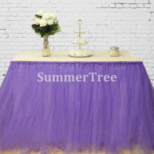 Purple 100cm x 80cm Tulle Table Skirt Wonderland Table Tutu Skirting Wedding Birthday Baby Shower Party Decoration