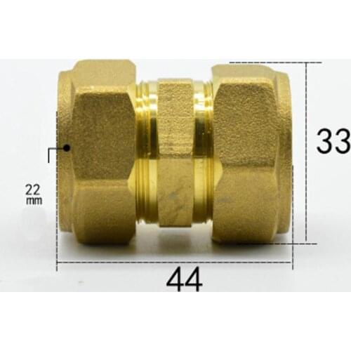 Fit Tube OD 22mm Brass Compression Fitting Union Straight Connector Water Gas Fuel