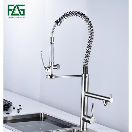 FLG Brush kitchen faucet pull out torneira cozinha nickel kitchen sink faucet mixer kitchen faucets pull out kitchen tap