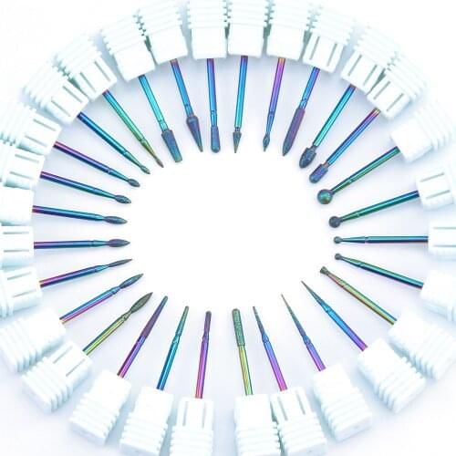1pcs Rainbow Coating Diamond Nail Drill Bits Cuticle Clean Milling Cutter for Manicure Electric Burr Grinder Pedicure Mills Tool